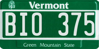 VT license plate BIO375