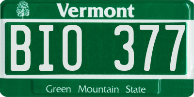 VT license plate BIO377