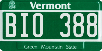 VT license plate BIO388