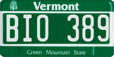 VT license plate BIO389
