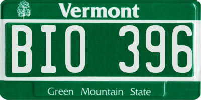 VT license plate BIO396