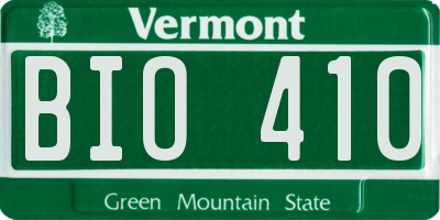 VT license plate BIO410