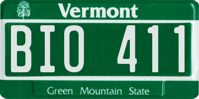 VT license plate BIO411