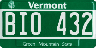 VT license plate BIO432