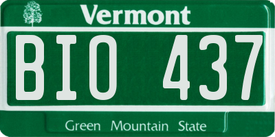 VT license plate BIO437