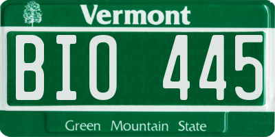 VT license plate BIO445