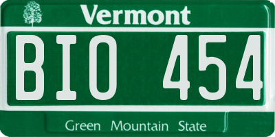 VT license plate BIO454