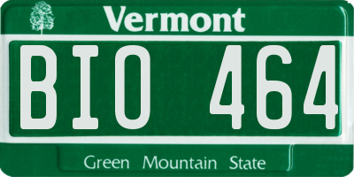 VT license plate BIO464