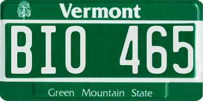 VT license plate BIO465
