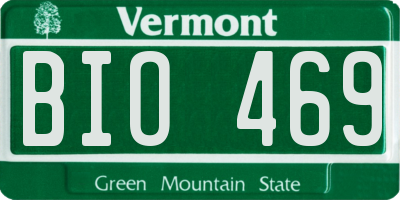 VT license plate BIO469
