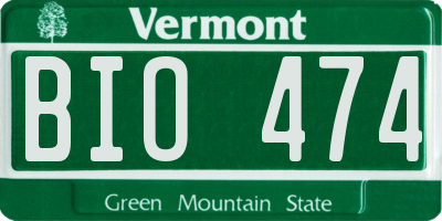 VT license plate BIO474