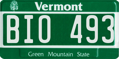 VT license plate BIO493