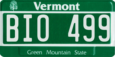 VT license plate BIO499