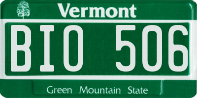 VT license plate BIO506