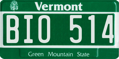 VT license plate BIO514