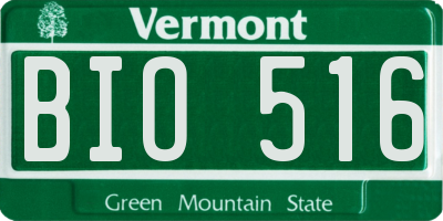 VT license plate BIO516