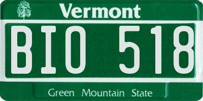 VT license plate BIO518