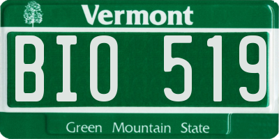 VT license plate BIO519