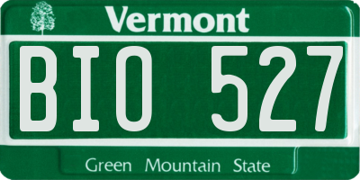 VT license plate BIO527