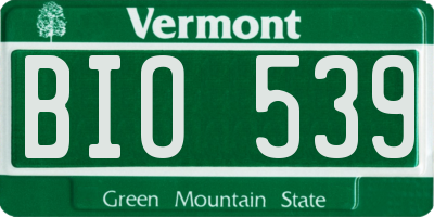 VT license plate BIO539