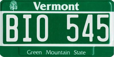 VT license plate BIO545