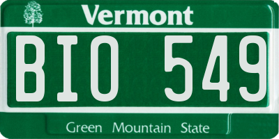 VT license plate BIO549