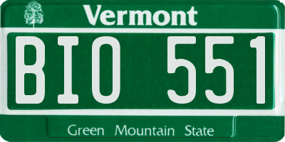 VT license plate BIO551