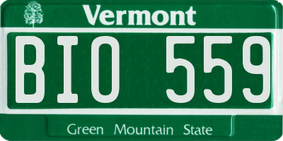 VT license plate BIO559