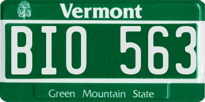 VT license plate BIO563