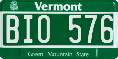 VT license plate BIO576