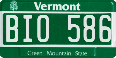 VT license plate BIO586