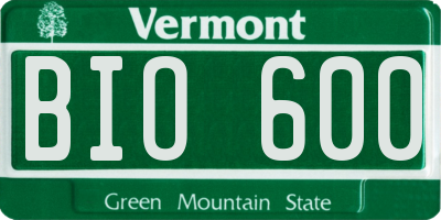 VT license plate BIO600