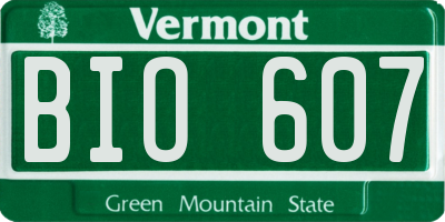 VT license plate BIO607