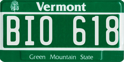 VT license plate BIO618