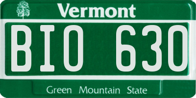 VT license plate BIO630