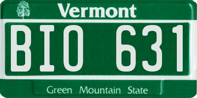 VT license plate BIO631