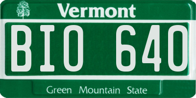 VT license plate BIO640