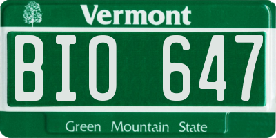 VT license plate BIO647