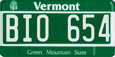 VT license plate BIO654