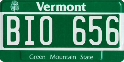 VT license plate BIO656