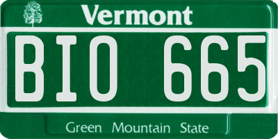 VT license plate BIO665