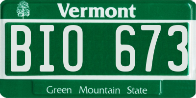 VT license plate BIO673