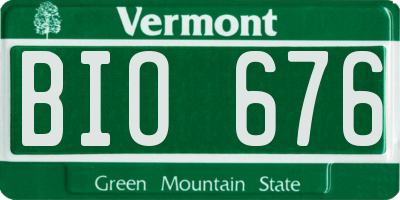 VT license plate BIO676