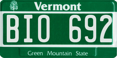 VT license plate BIO692