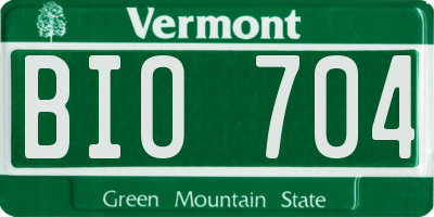 VT license plate BIO704
