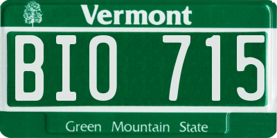 VT license plate BIO715