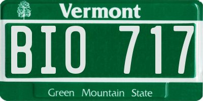 VT license plate BIO717