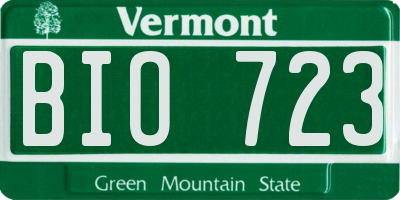 VT license plate BIO723