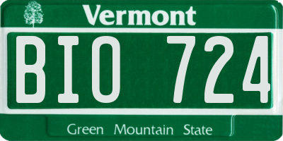 VT license plate BIO724