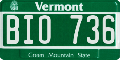 VT license plate BIO736